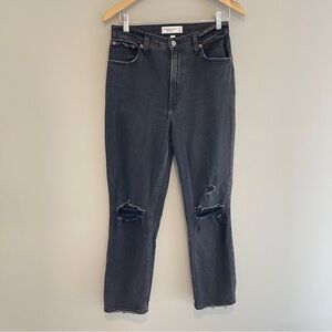 Abercrombie & Fitch Curve Love The Ankle Straight Ultra High Rise Black Jeans